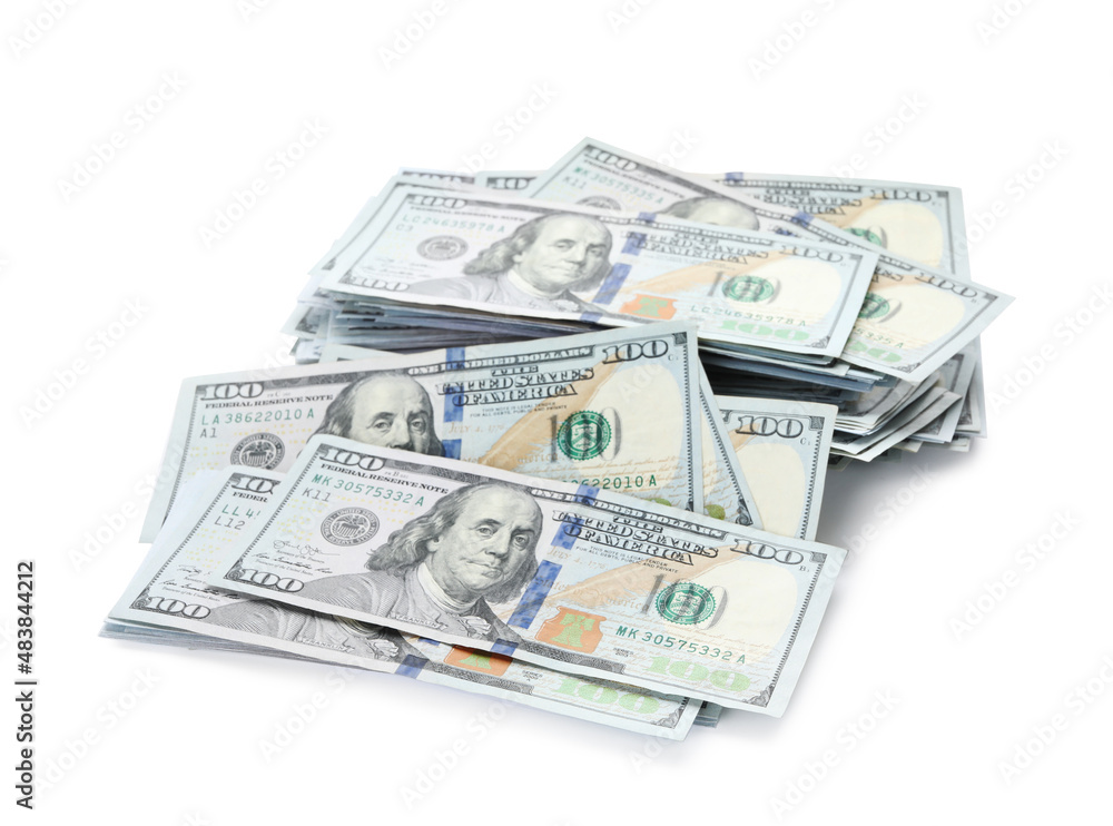 Dollar banknotes on white background. American national currency Dollar banknotes on white background. American national currency