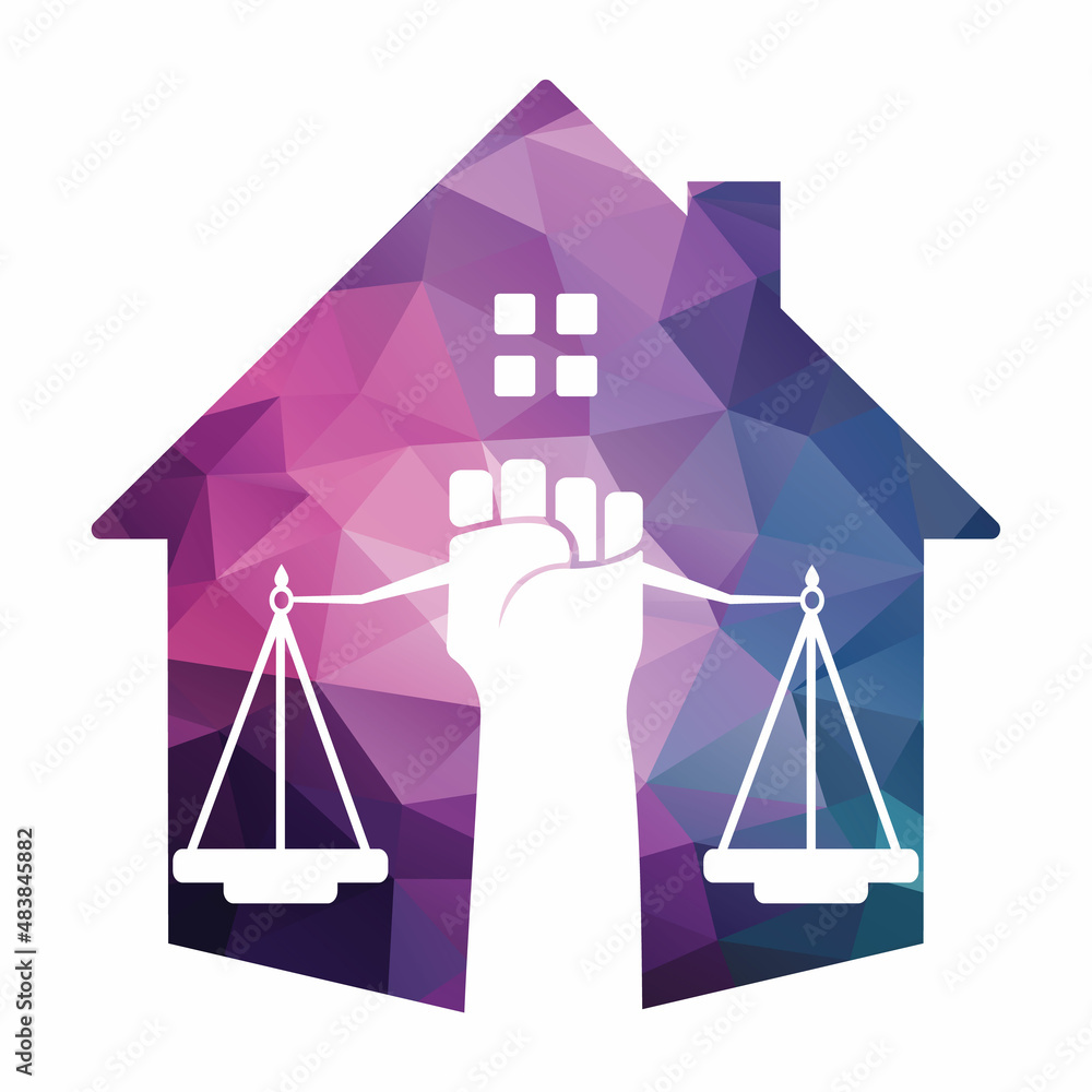 Justice Scales in Hand logo template design. Revolution justice logo