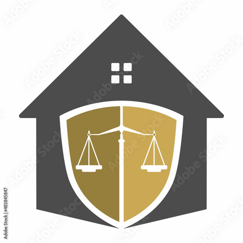 Law House Logo Design. Property Law Logo, Real estate and law symbol.