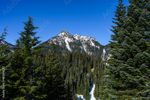 Denny Mountain in the Alpine Lakes Wilderness on a clear blue sky sunny day, as a nature background
 photo