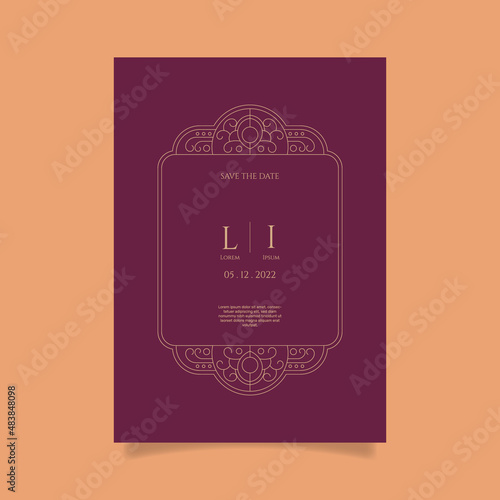 Flat design formal wedding invitations. - Vector.