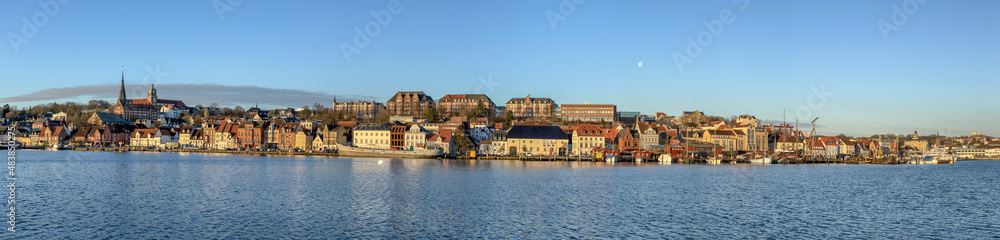 panoramic view of  the harbour of Flensburg, Schleswig Holstein, Germany. The real north.