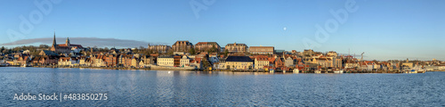 panoramic view of the harbour of Flensburg, Schleswig Holstein, Germany. The real north.
