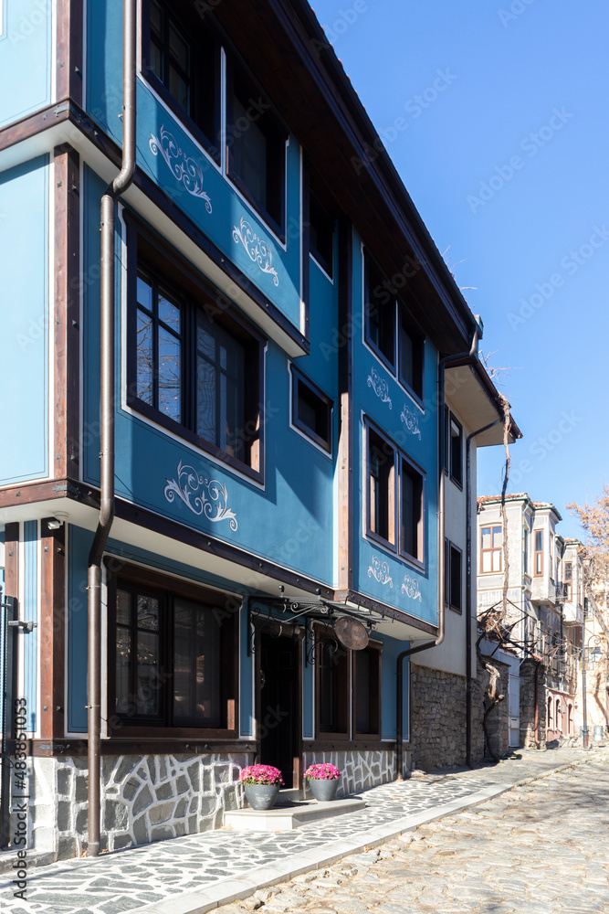 Naklejka premium Nineteenth Century Houses in old town of city of Plovdiv, Bulgaria
