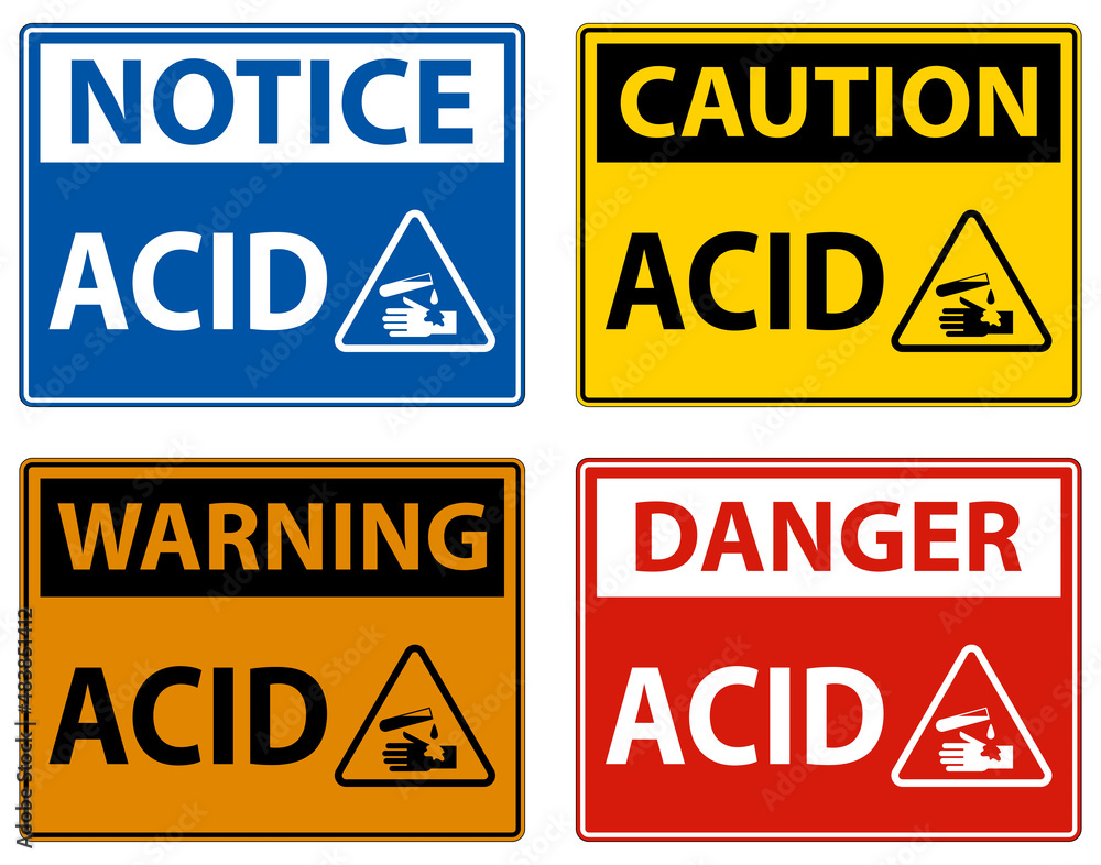 Fototapeta premium Label Acid Warning Sign On White Background
