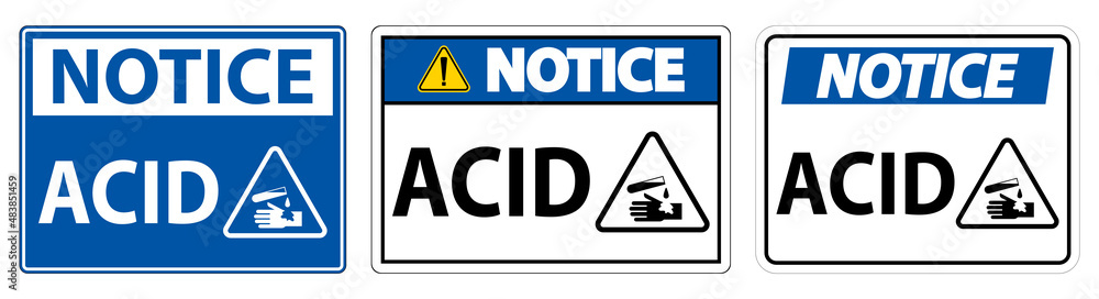 Label Acid Notice Sign On White Background Label Acid Notice Sign On White Background