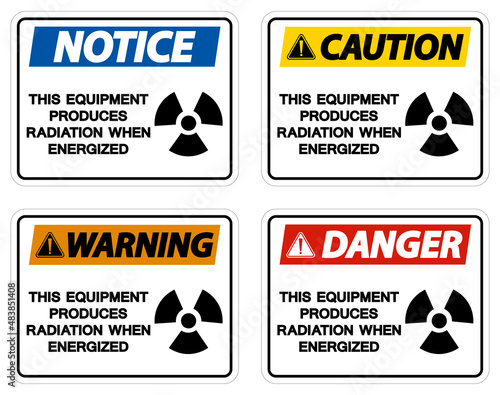 Danger This equipment produces radiation when energized Symbol Sign On White Background