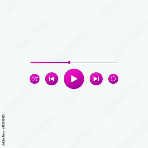 icon media music player in vector. modern playback of music application. multimedia navigation on smartphone device.