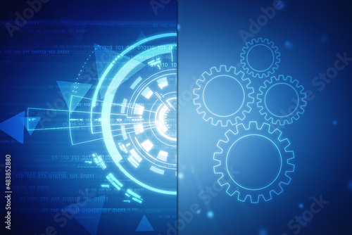 Gear technology background, Digital Abstract technology background, futuristic background, cyberspace Concept