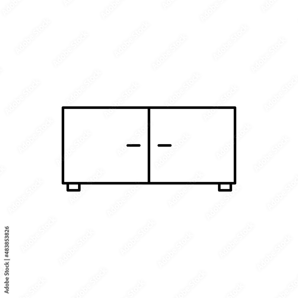 Dresser icon. Home interior. Outline shape. Flat style. Linear art. Simple design. Vector illustration. Stock image. Dresser icon. Home interior. Outline shape. Flat style. Linear art. Simple design. Vector illustration. Stock image.