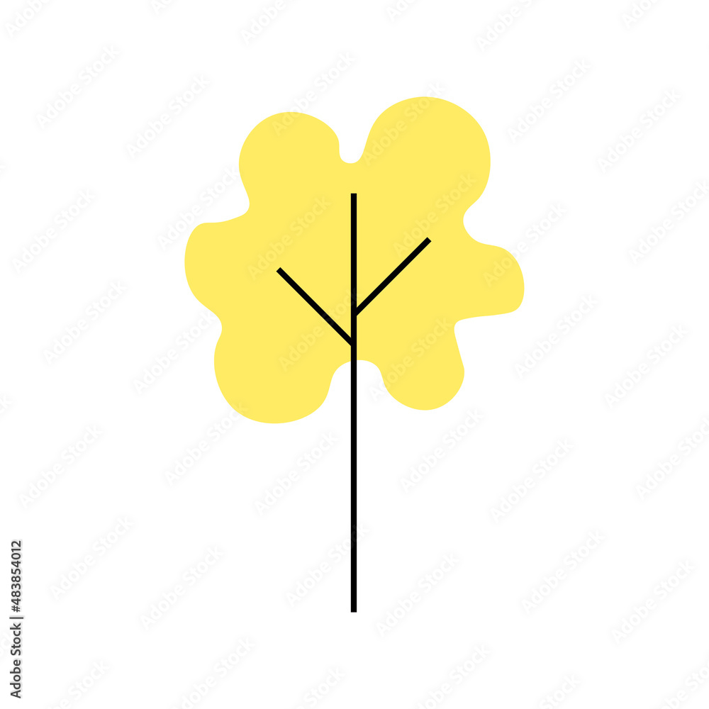 Tree icon. Yellow sign. Simple design. Flat style. Botanical concept. Nature background. Vector illustration. Stock image. Tree icon. Yellow sign. Simple design. Flat style. Botanical concept. Nature background. Vector illustration. Stock image.