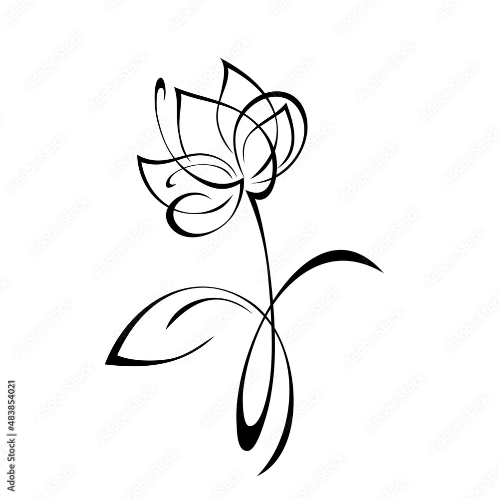 ornament 2187. stylized flower bud on a stem with a single leaf. graphic decor ornament 2187. stylized flower bud on a stem with a single leaf. graphic decor
