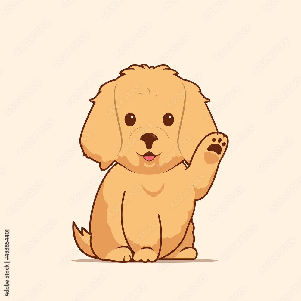 Obraz premium Cartoon illustration of golden retriever dog cute pose. Vector illustration of golden retriever dog