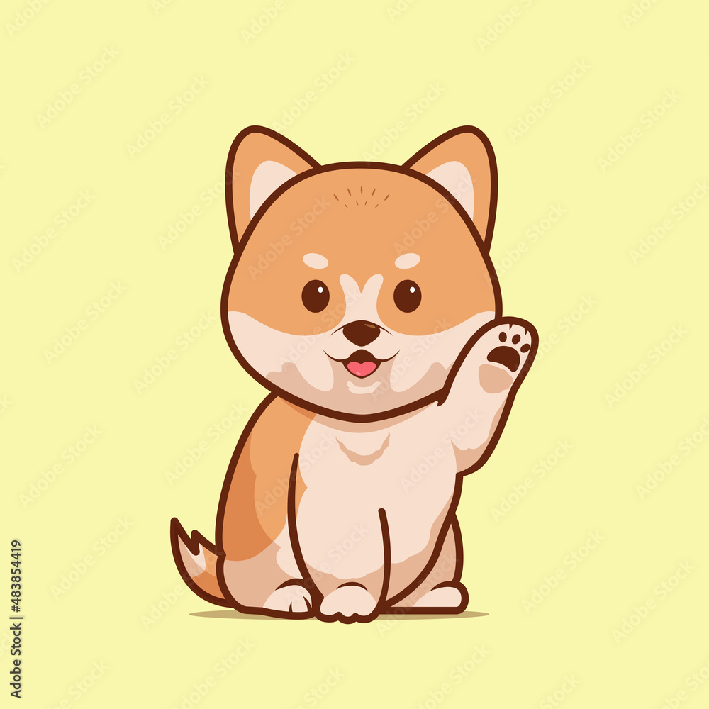Cartoon illustration of akita inu cute pose. Vector illustration of akita inu Cartoon illustration of akita inu cute pose. Vector illustration of akita inu
