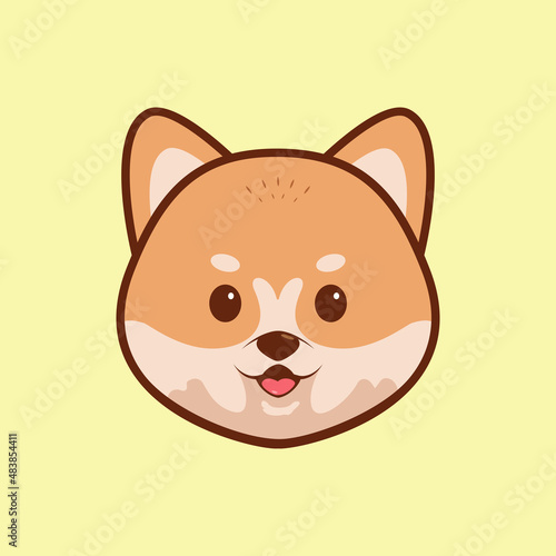 Cartoon illustration of akita inu cute face. Vector illustration of akita inu dog