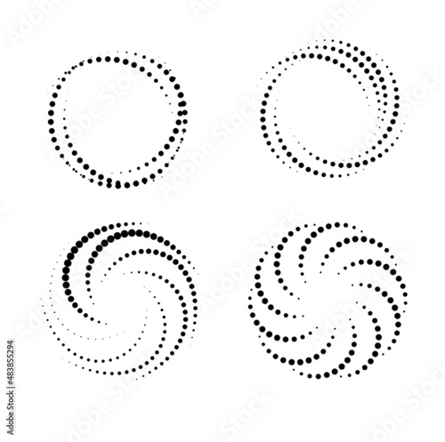 Halftone circle frame dots border. Round border Icon using halftone circle dots raster texture. Vector illustration. © Md