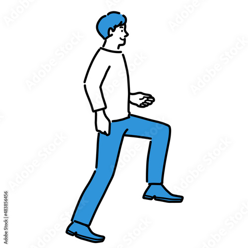 ステップアップしている若い男性
