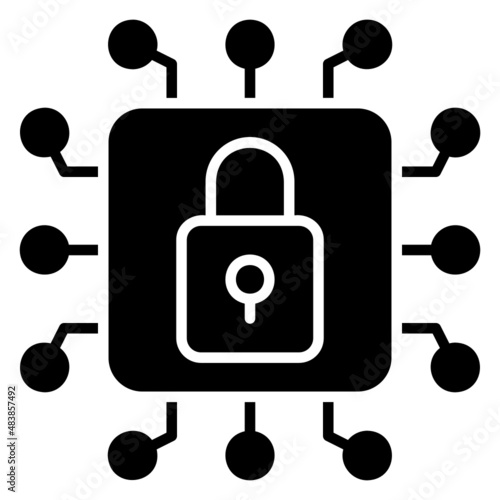 Security network with Lock glyph icon