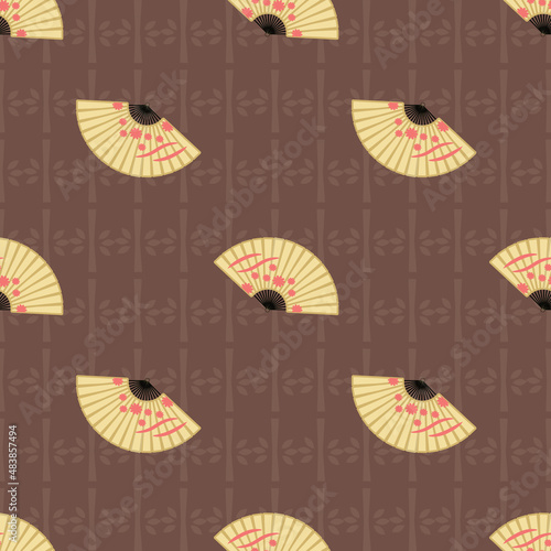 Cute Asian elements inspired seamless pattern background