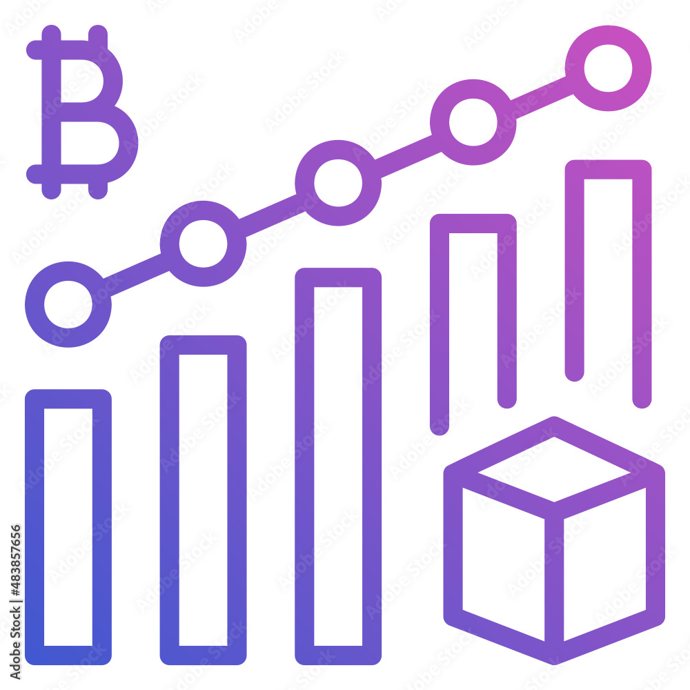 Statictic Bitcoin with Blockchain flat gradient icon Statictic Bitcoin with Blockchain flat gradient icon