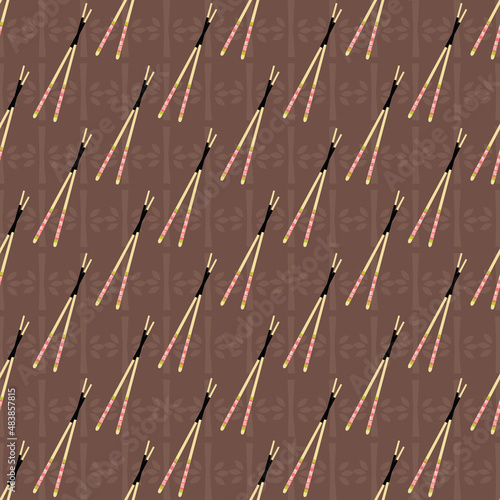 Cute Japanese food elements inspired seamless pattern background