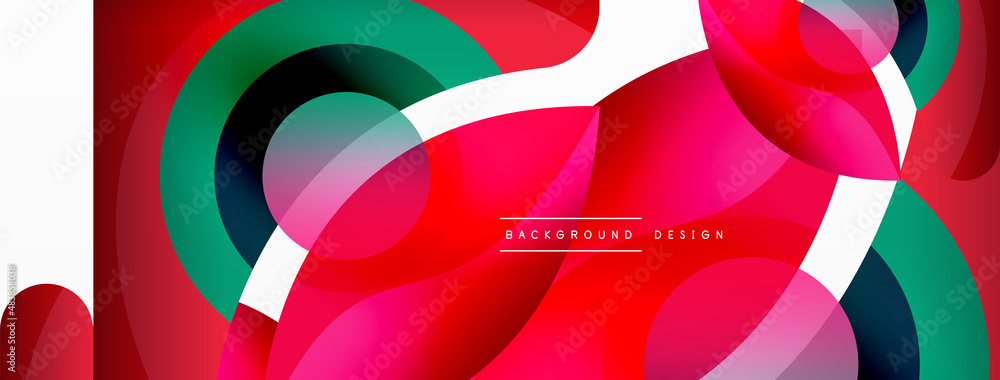 Abstract background with color geometric shapes. Beautiful minimal backdrop with round shapes circles and lines. Geometrical design. Vector illustration Abstract background with color geometric shapes. Beautiful minimal backdrop with round shapes circles and lines. Geometrical design. Vector illustration