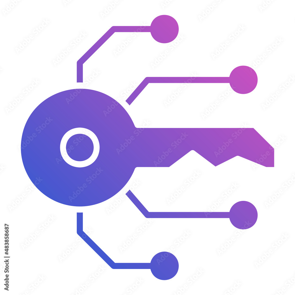 Security network with Key flat gradient icon Security network with Key flat gradient icon