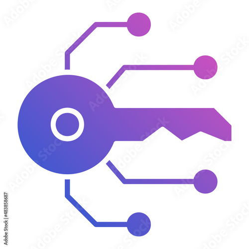 Security network with Key flat gradient icon