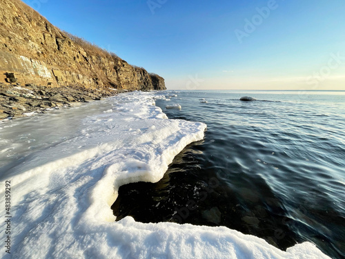 Cape Vyatlin on Russian Island in Vladivostok in winter. Russia photo