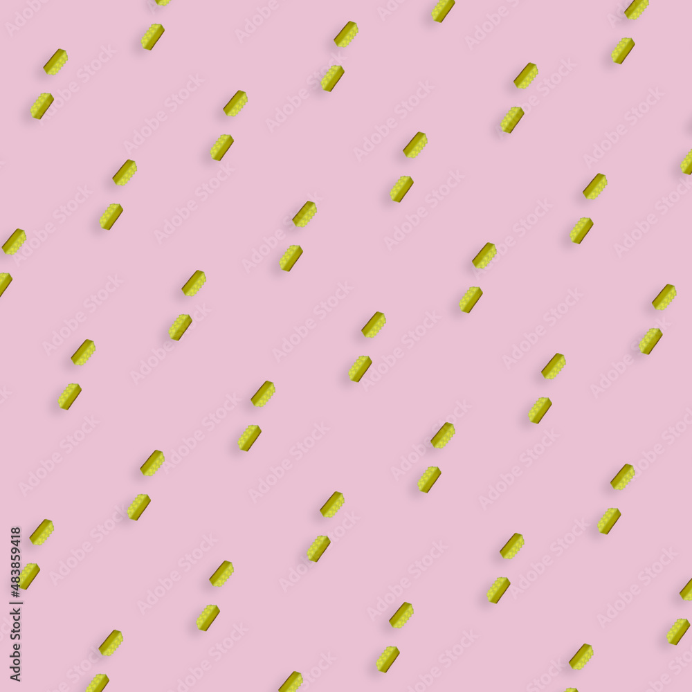 Colorful pattern of yellow kitchen sponges on pink background. Top view. Flat lay. Pop art design Colorful pattern of yellow kitchen sponges on pink background. Top view. Flat lay. Pop art design