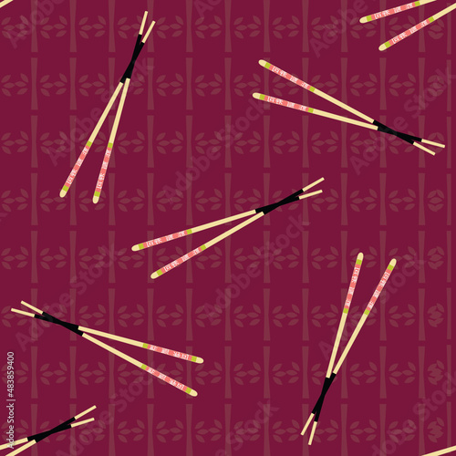 Cute Japanese food elements inspired seamless pattern background
