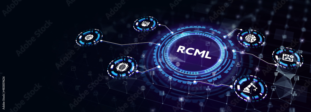 Robot Control Meta Language technology concept. RCML 3d illustration Robot Control Meta Language technology concept. RCML 3d illustration
