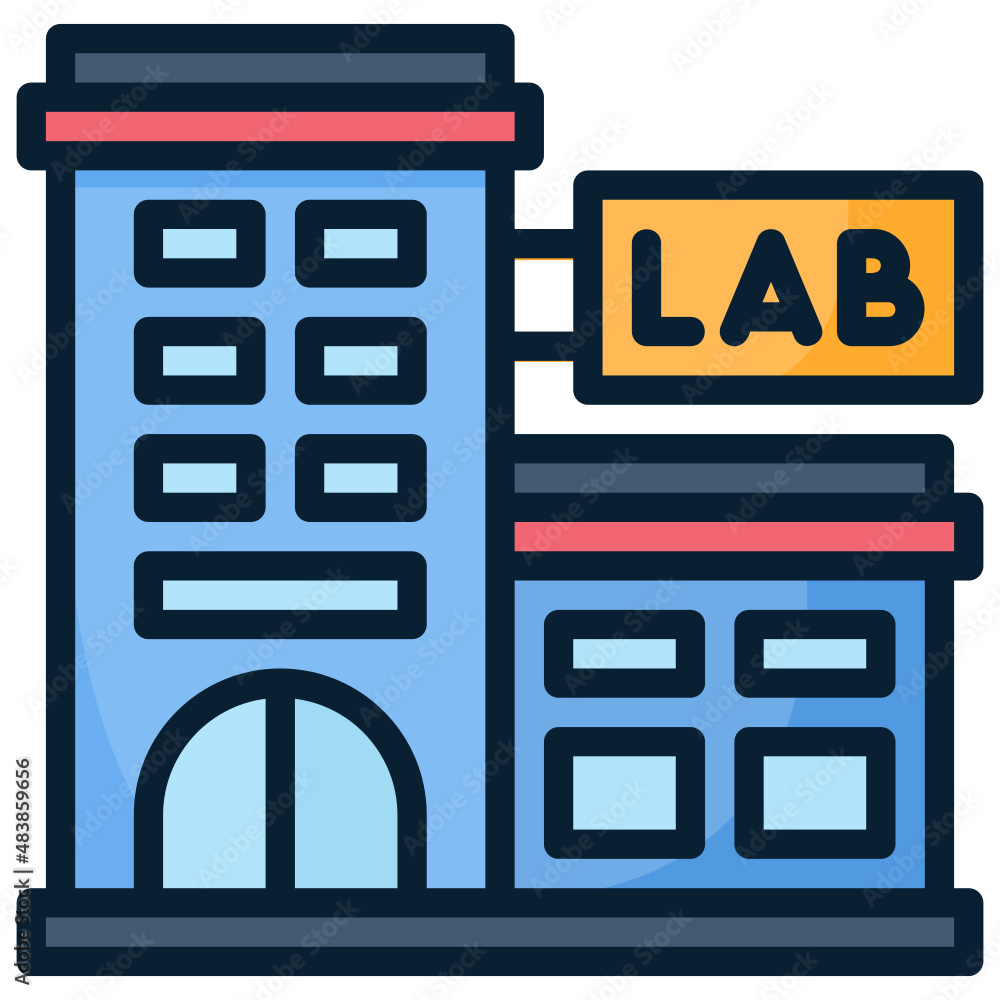 Laboratory Building filled line color icon