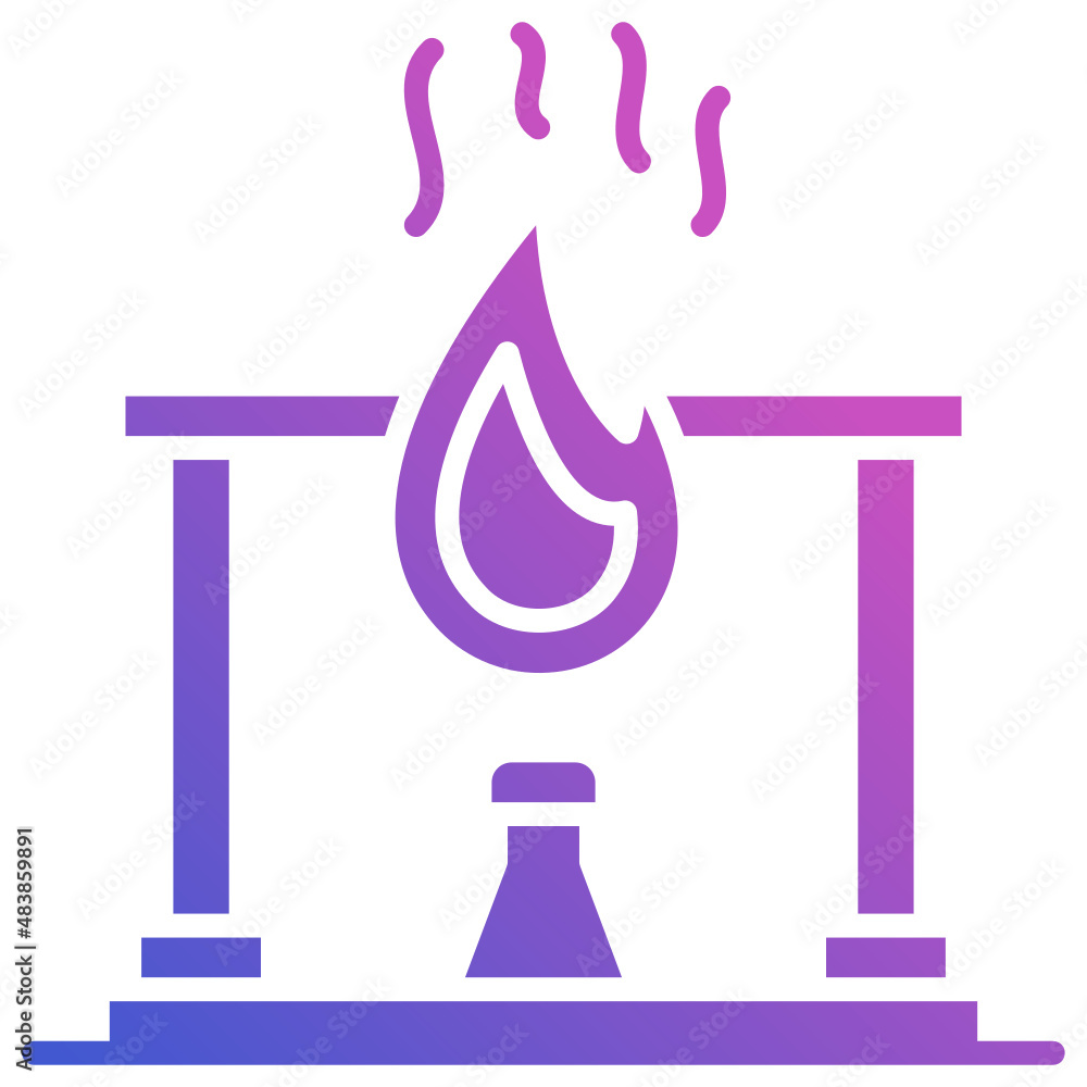 Bunsen burner flat gradient icon Bunsen burner flat gradient icon
