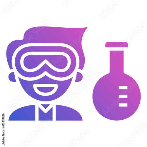 Scientist Man Boy Male Flask Goggles flat gradient icon