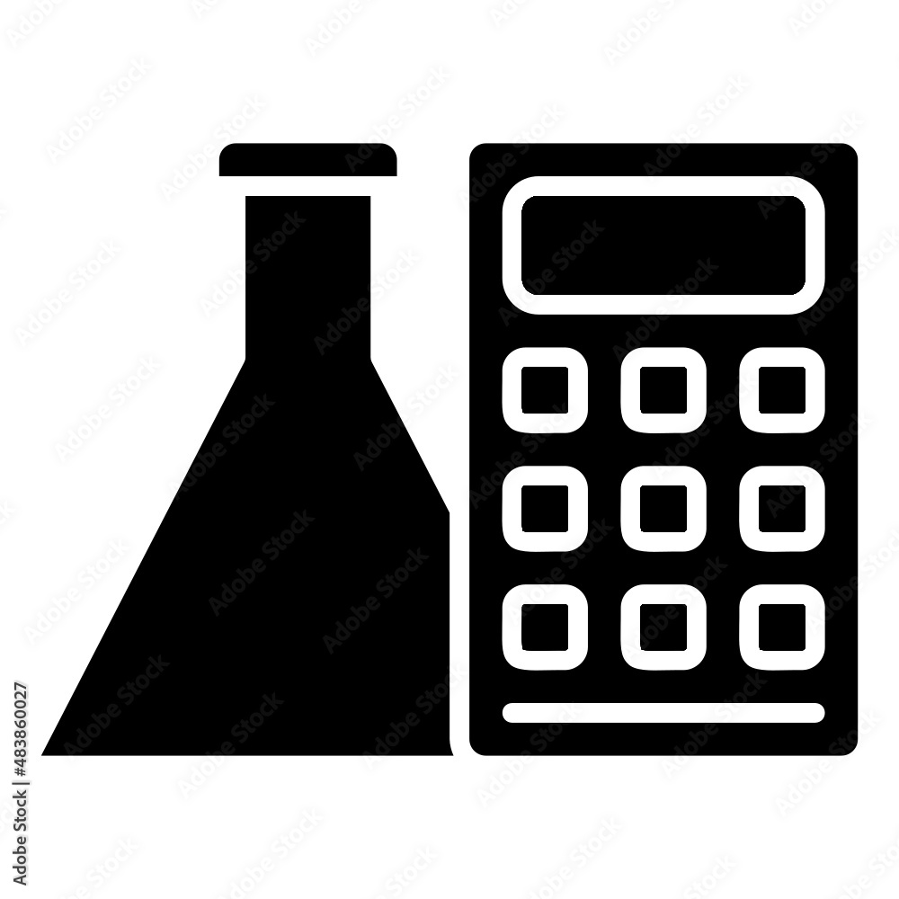 Calculator flask liquid glyph icon Calculator flask liquid glyph icon