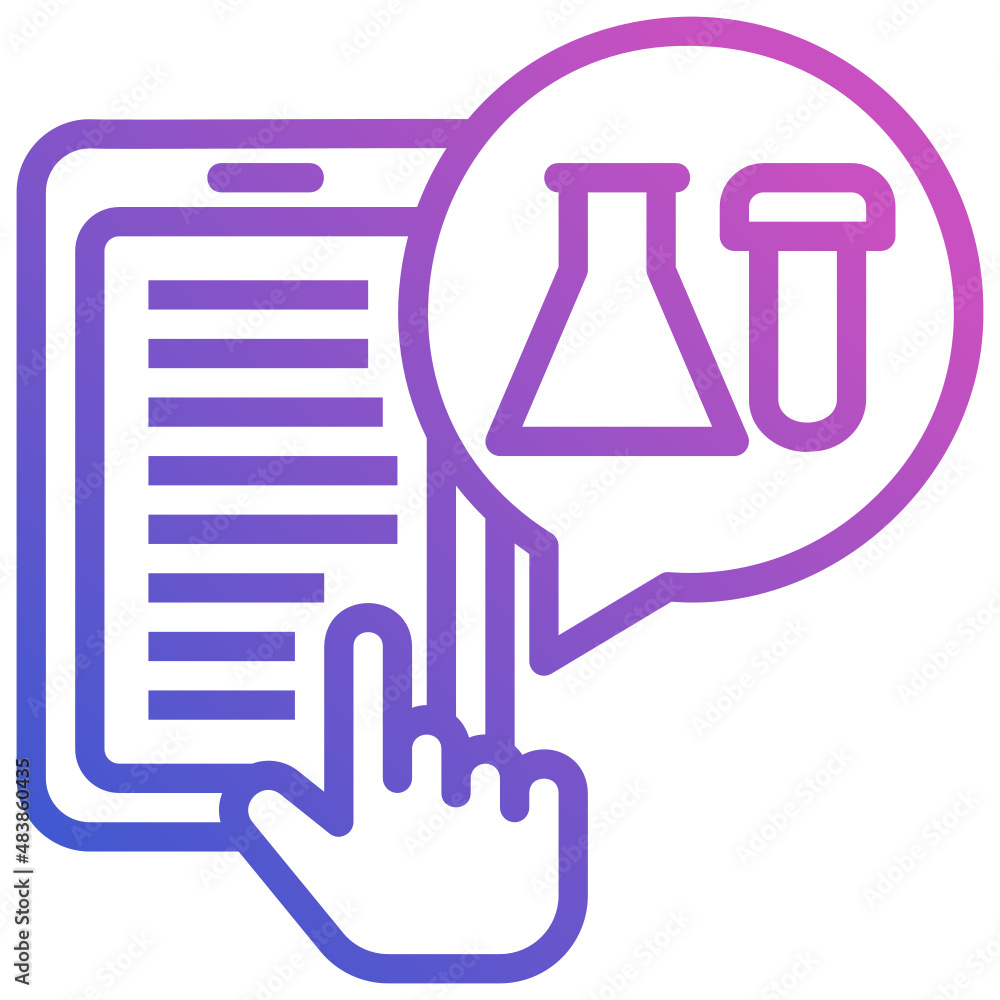 Tablet with hand and flask tube flat gradient icon Tablet with hand and flask tube flat gradient icon
