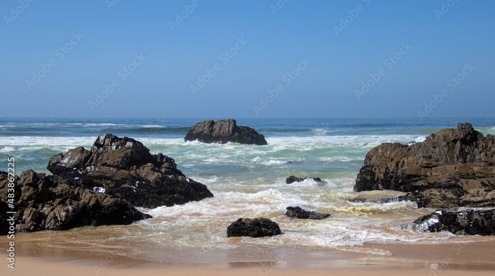 Rocks on Keurbooms Beach on the Garden Route in South Africa Rocks on Keurbooms Beach on the Garden Route in South Africa