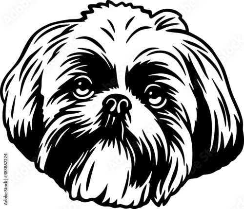 Billede på lærred Shih Tzu - Funny Dog, Vector File, Stencil for Tshirt