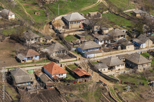 Traditional moldovan village in early spring in Moldova. photo