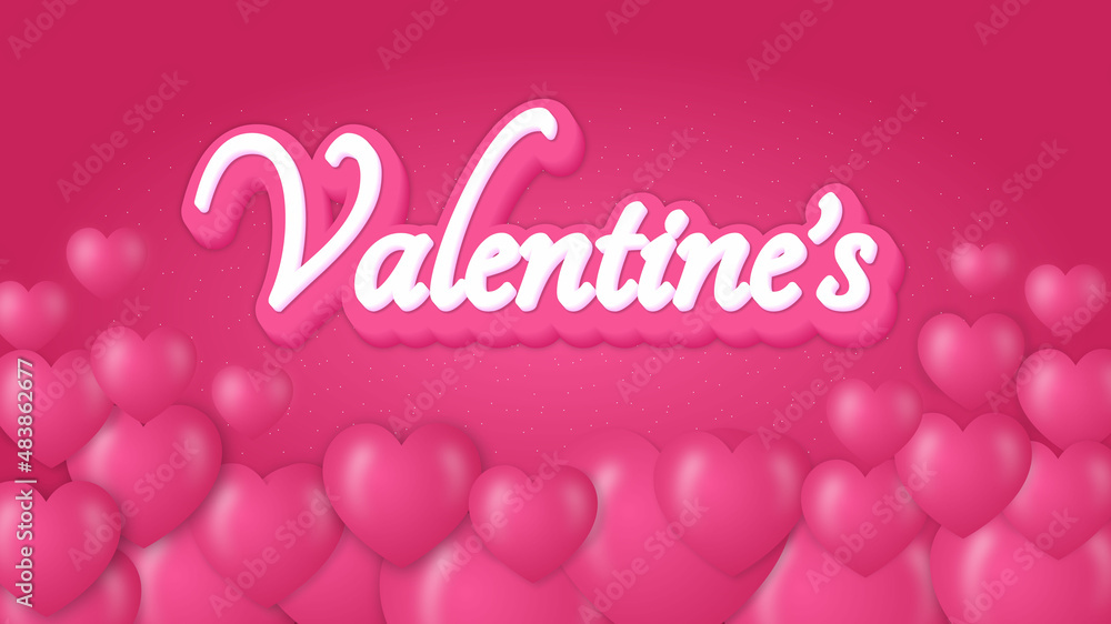 Happy Valentines day Text effect with hearts background