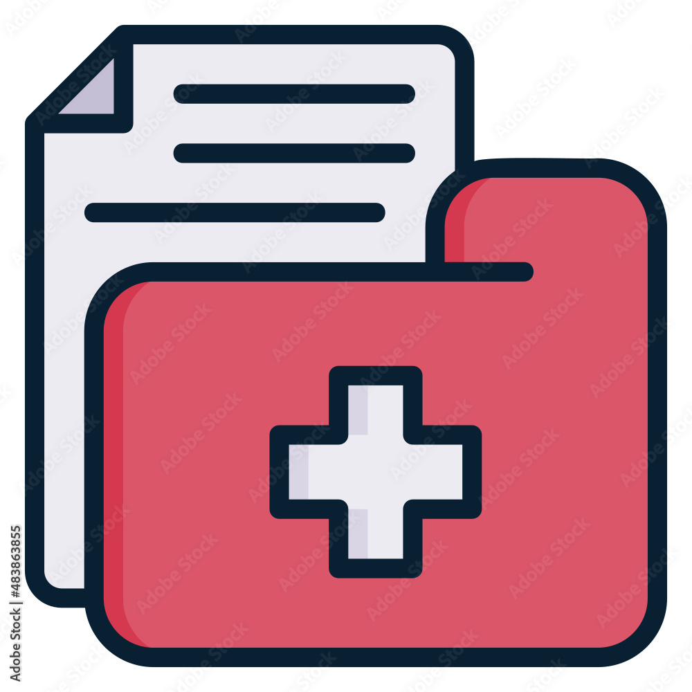 Fototapeta premium Medical Folder Document filled line color icon