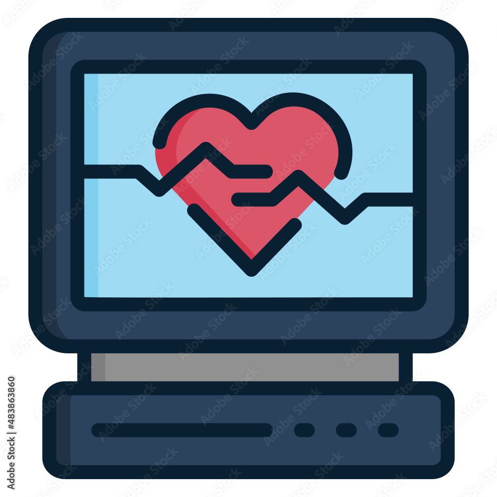 Electrocardiogram heart beat filled line color icon Electrocardiogram heart beat filled line color icon