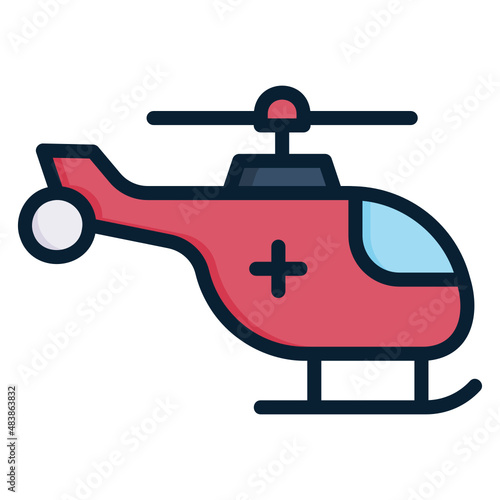 Helicopter Medical filled line color icon