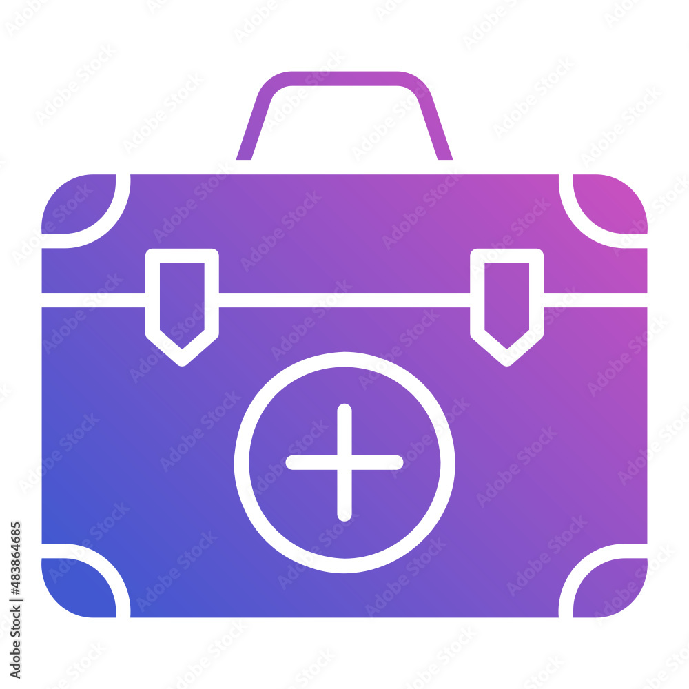 Emergency Kit box first aid flat gradient icon Emergency Kit box first aid flat gradient icon
