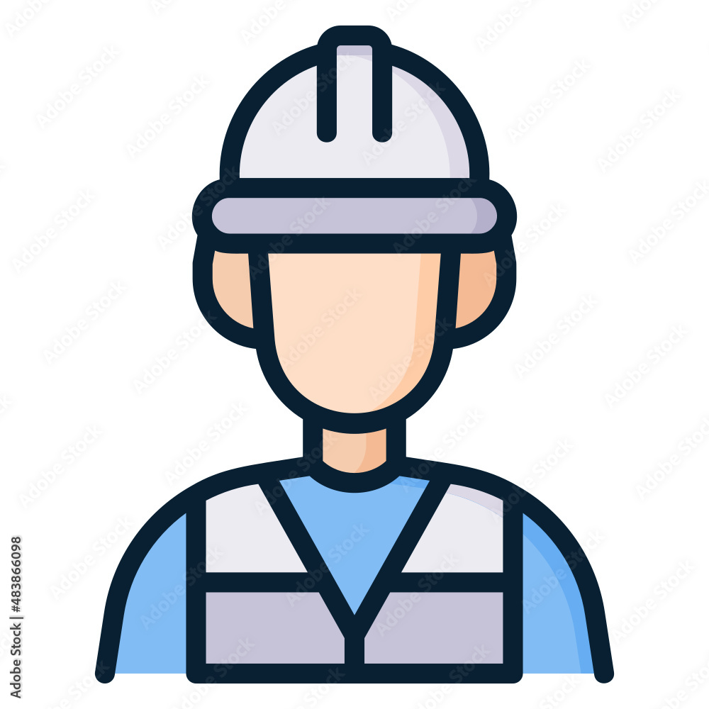 Engineering man filled line color icon Engineering man filled line color icon