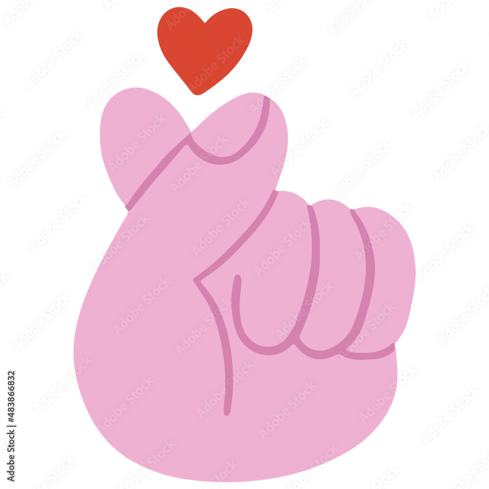 Mini heart hand sign vector illustration in flat color design