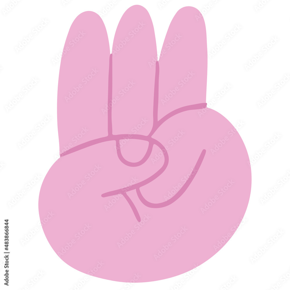 Number three hand sign vector illustration in flat color design Number three hand sign vector illustration in flat color design
