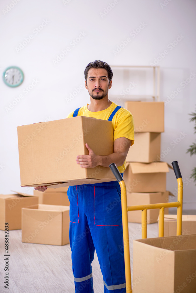 Young male contractor doing home relocation Young male contractor doing home relocation