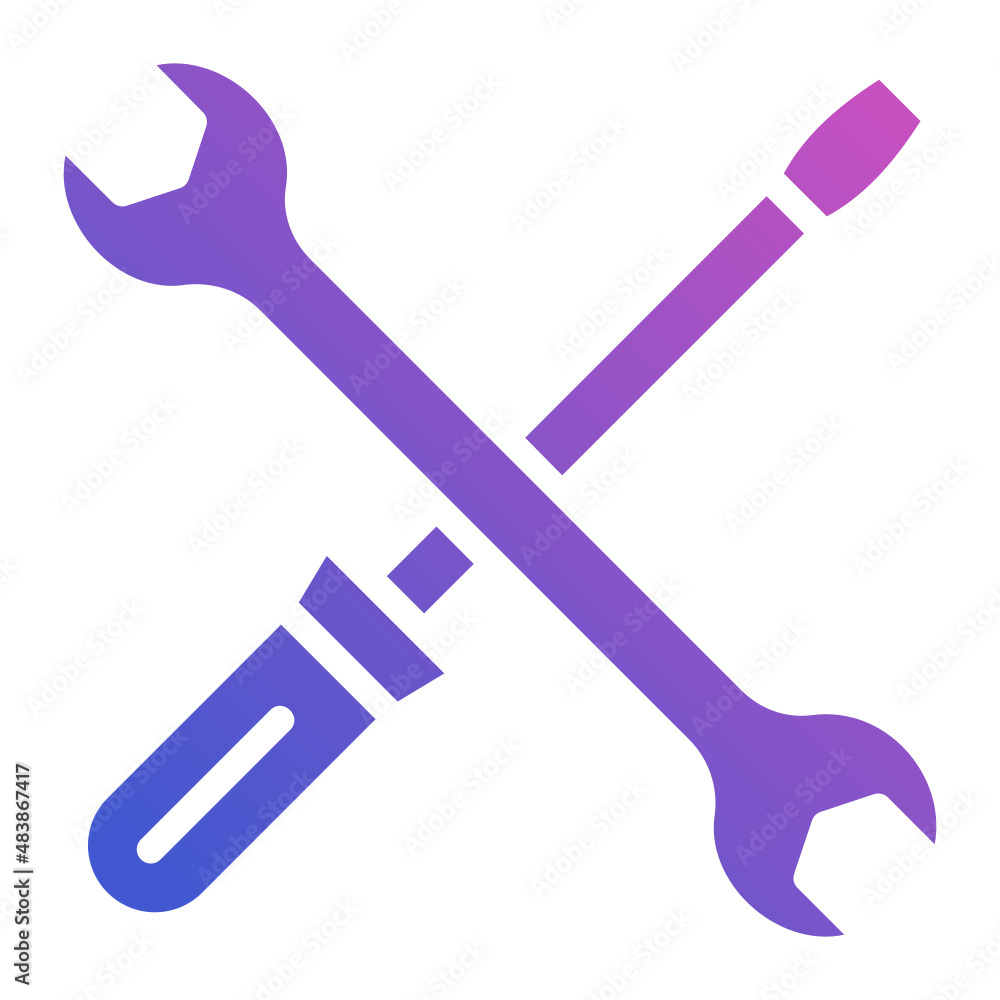 Wrench Screwdriver flat gradient icon Wrench Screwdriver flat gradient icon